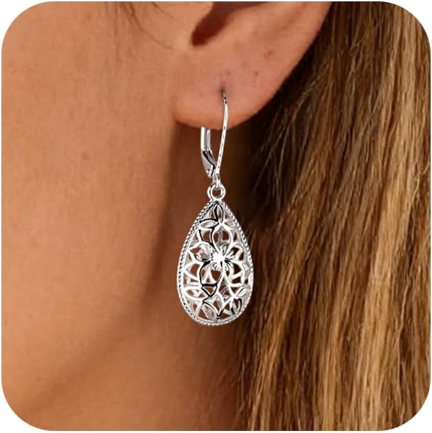 Detalle 2 de Teardrop Earrings, Silver-Plated Brass