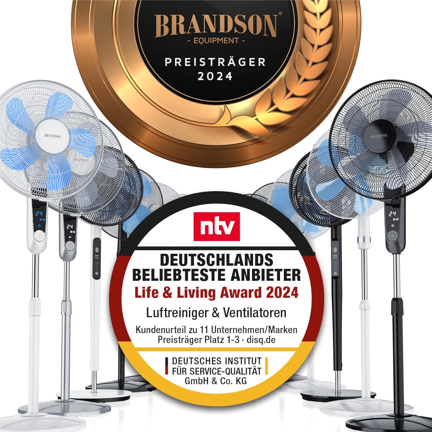 Thumbnail 1 de Brandson Standventilator 40 cm • 50 W – höhenverstellbar, Neigungswinkel 30°, 3 Geschwindigkeiten, 80° Oszillation