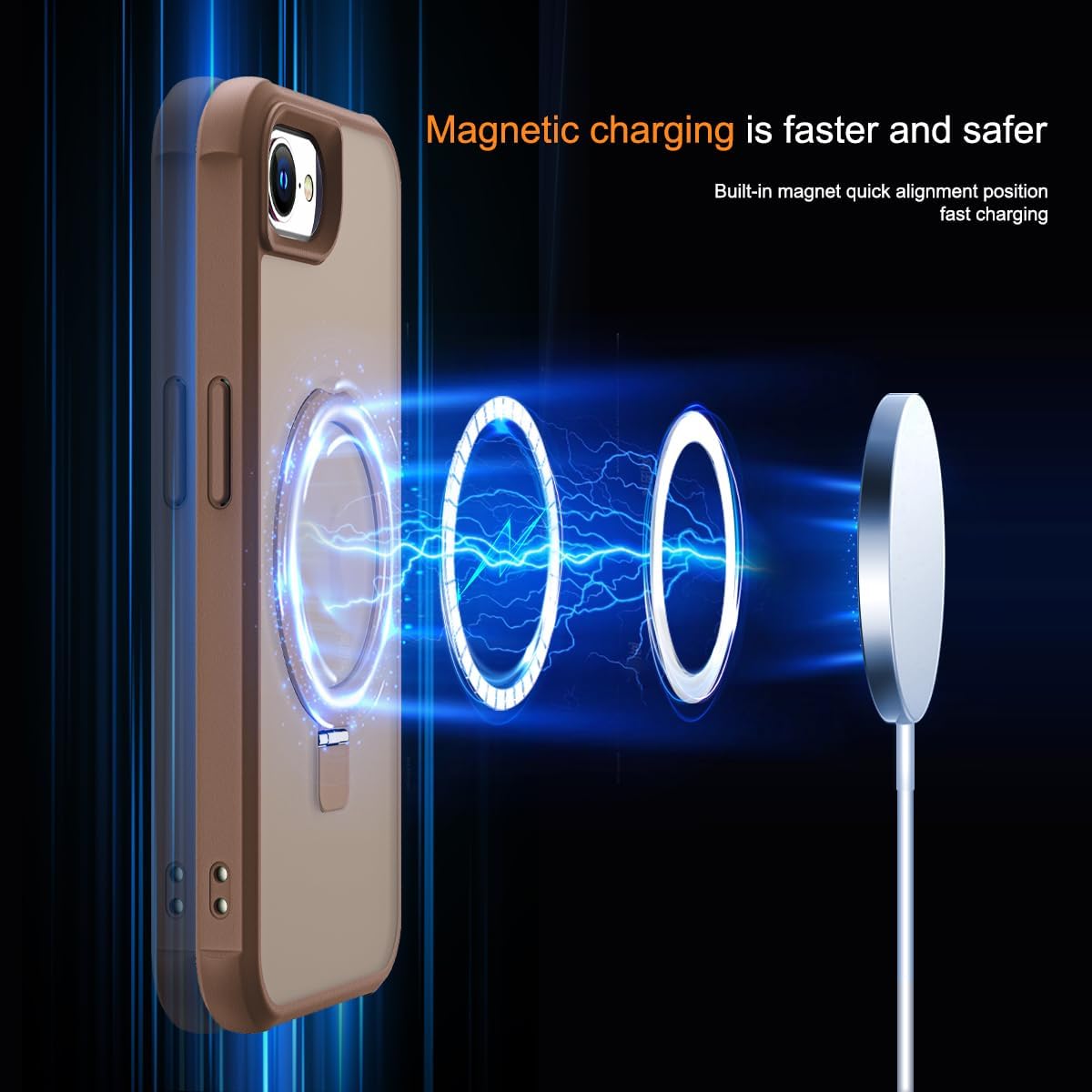 Detalle de SKYLMW iPhone 16E Case with Invisible Magnetic Ring Stand and Military-Grade Protection