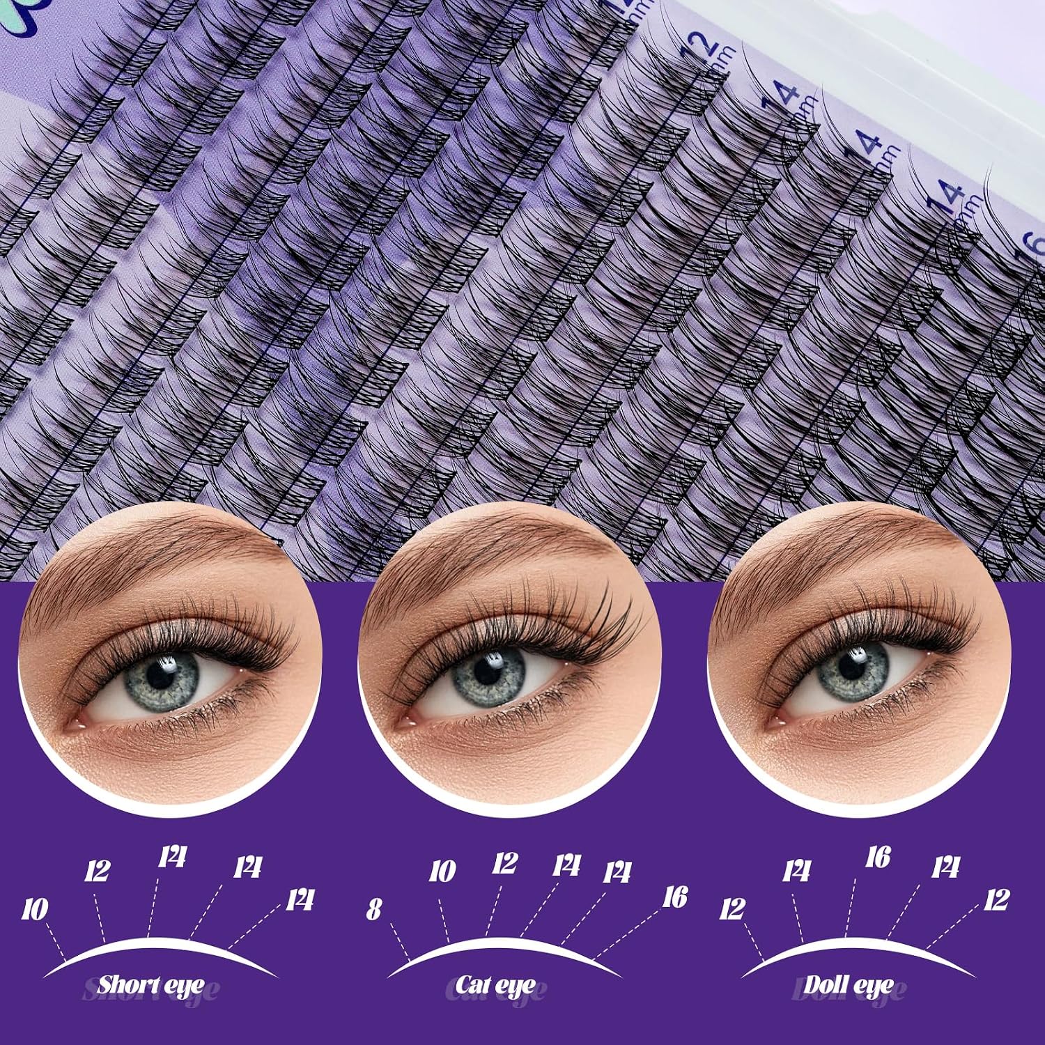 Thumbnail 6 de B&Qaugen Natural Lash Clusters, 144-Count C-Curl Wispy Mix, 8–16 mm