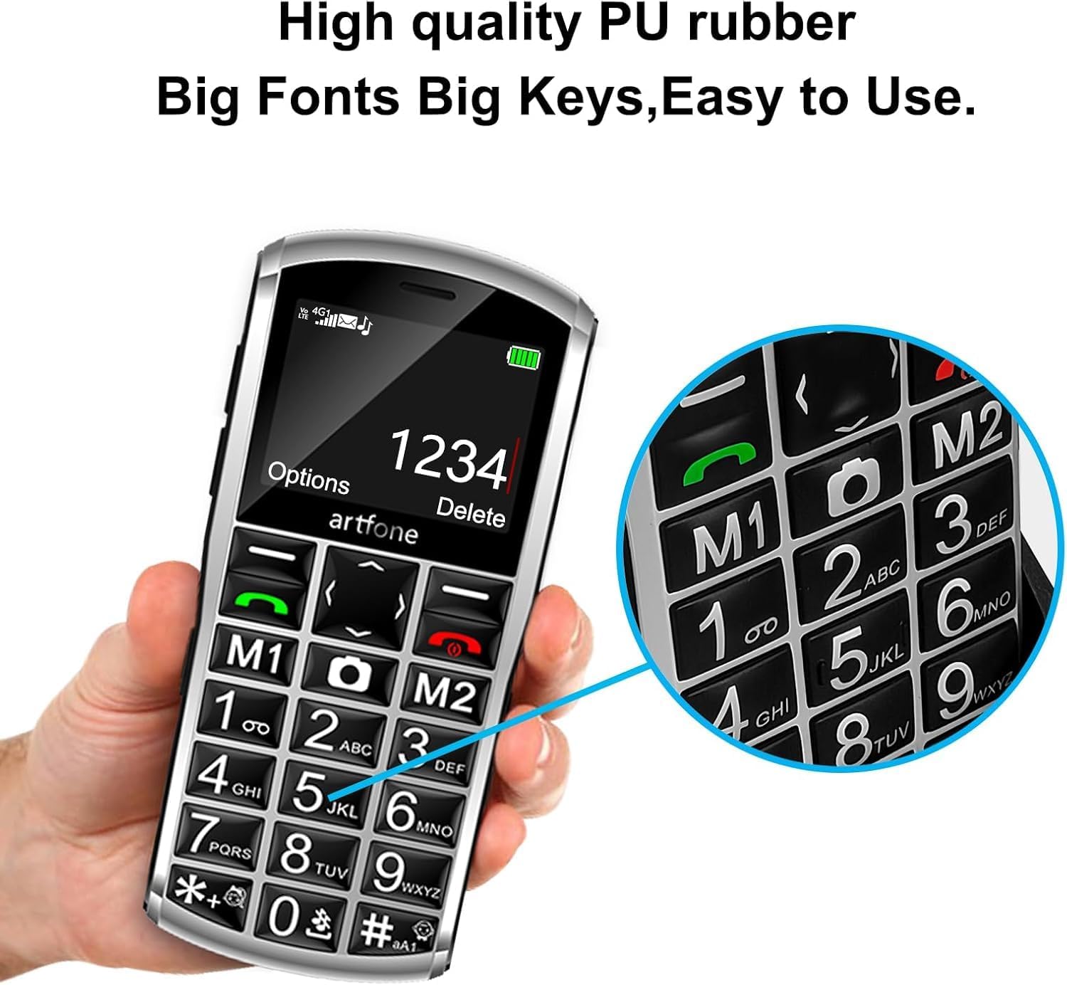 Thumbnail 4 de Artfone A400 Argento – Telefono 4G per anziani con tasti grandi e SOS