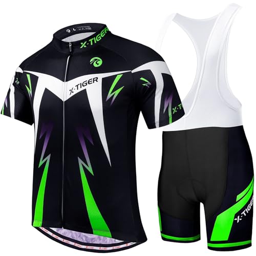Detalle de X-TIGER Conjunto Ciclismo Hombre: Maillot y Culotte con acolchado 5D y secado rápido