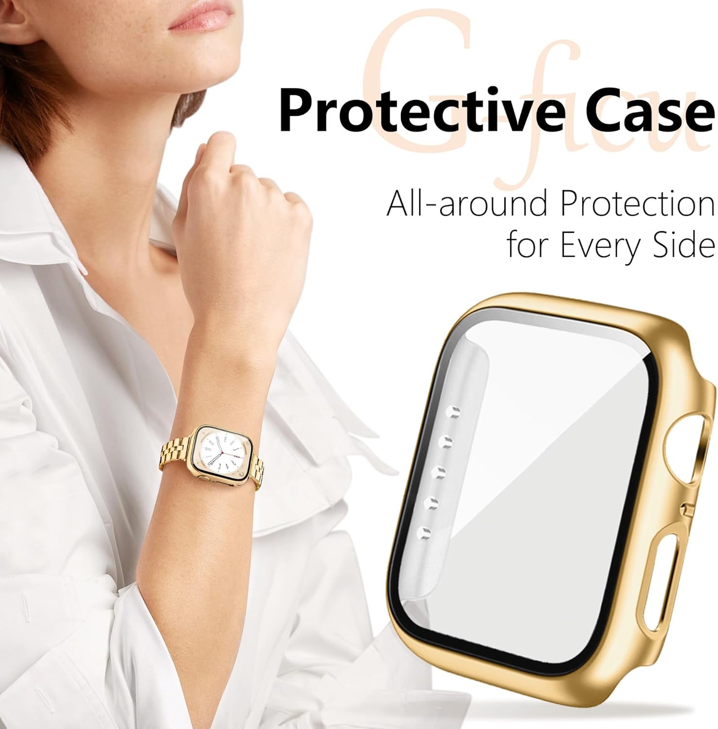 Thumbnail 3 de G-ficu Thin Metal Straps with Case for Apple Watch — 41mm, Slim Stainless Steel Band with Protective Cover