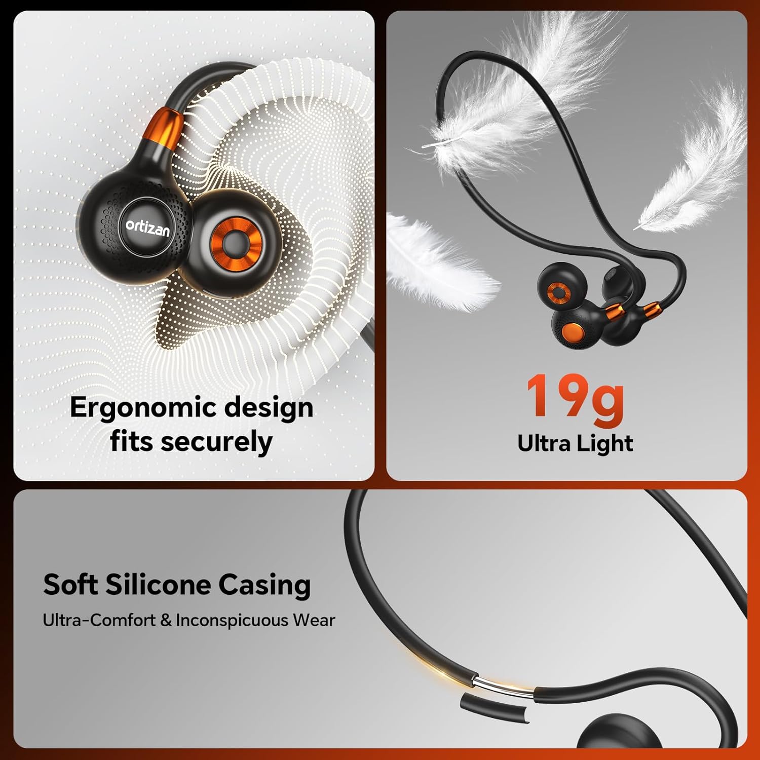 Detalle de Ortizan Running Headphones – Open-Ear Bluetooth Sports Earphones (19g)