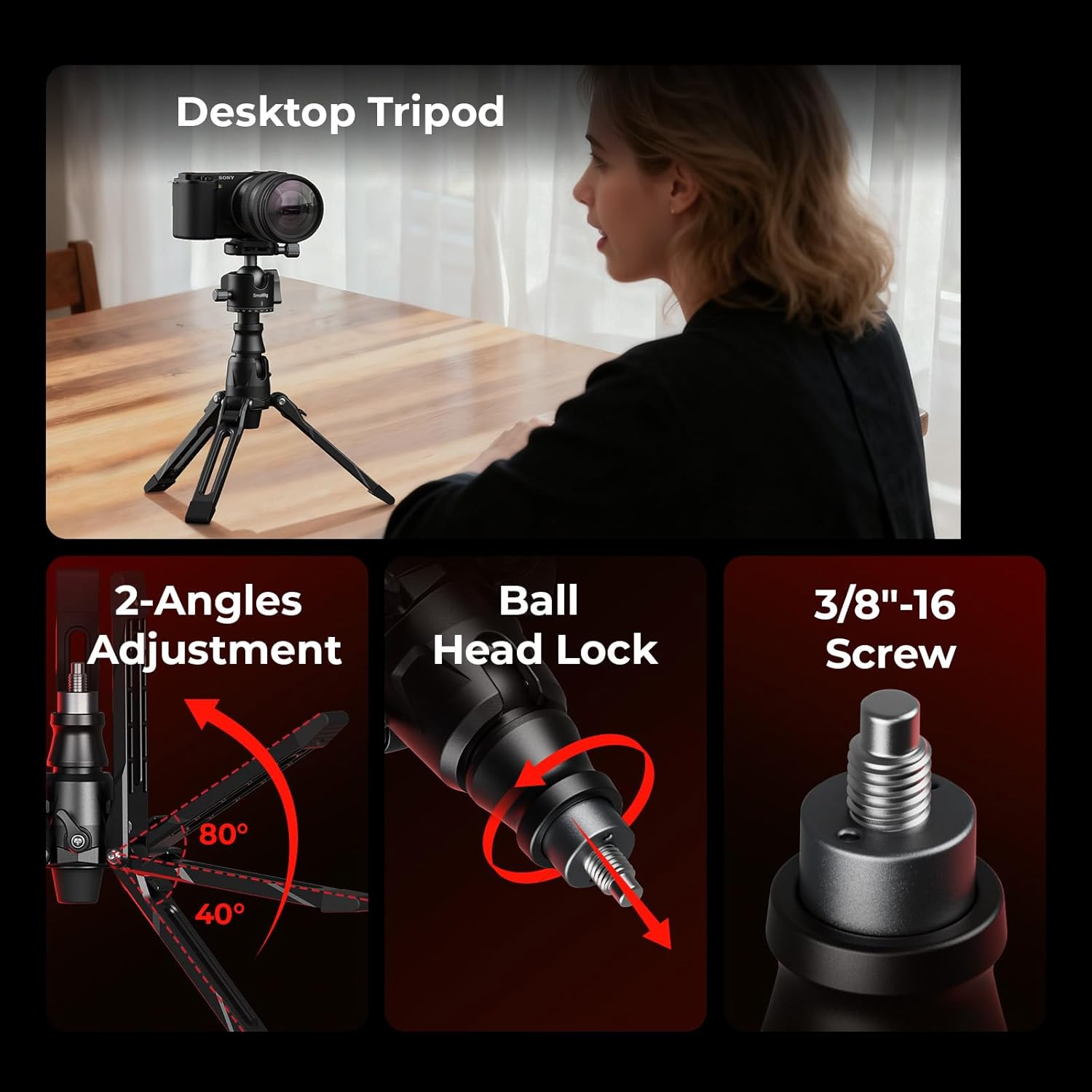 Detalle 2 de SmallRig Monopiede in fibra di carbonio 166,5 cm (65,6") per fotocamera – modello 5564