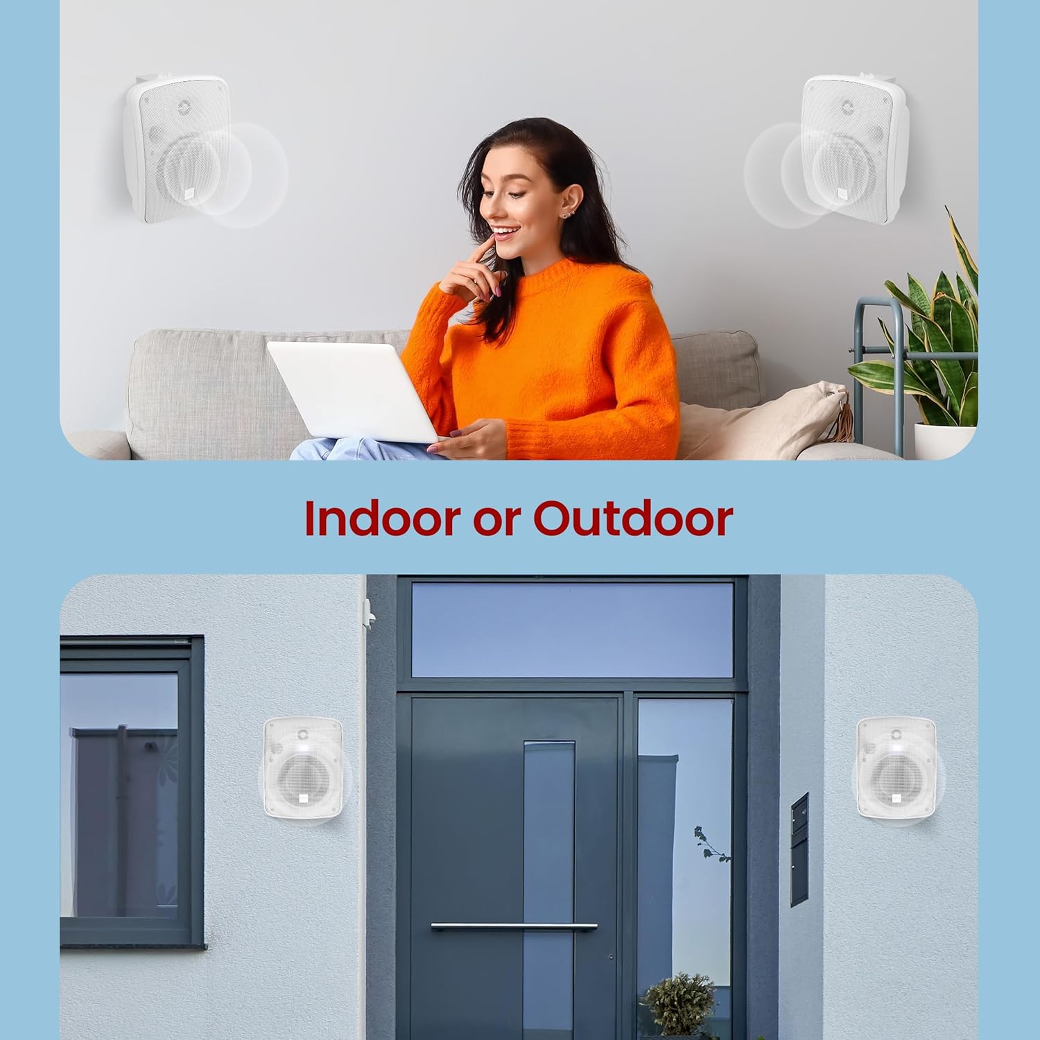 Detalle de Pyle Outdoor Bluetooth Speakers Pair – 13.3 cm 2-Way Weatherproof Wall/Ceiling Mount, 600W