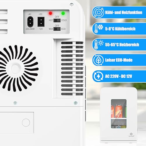 Detalle de KESSER Mini réfrigérateur 2 en 1 — Glacière portable de 15 litres avec fonction chauffage, AC/DC 220-240 V / 12 V et prise allume-cigares
