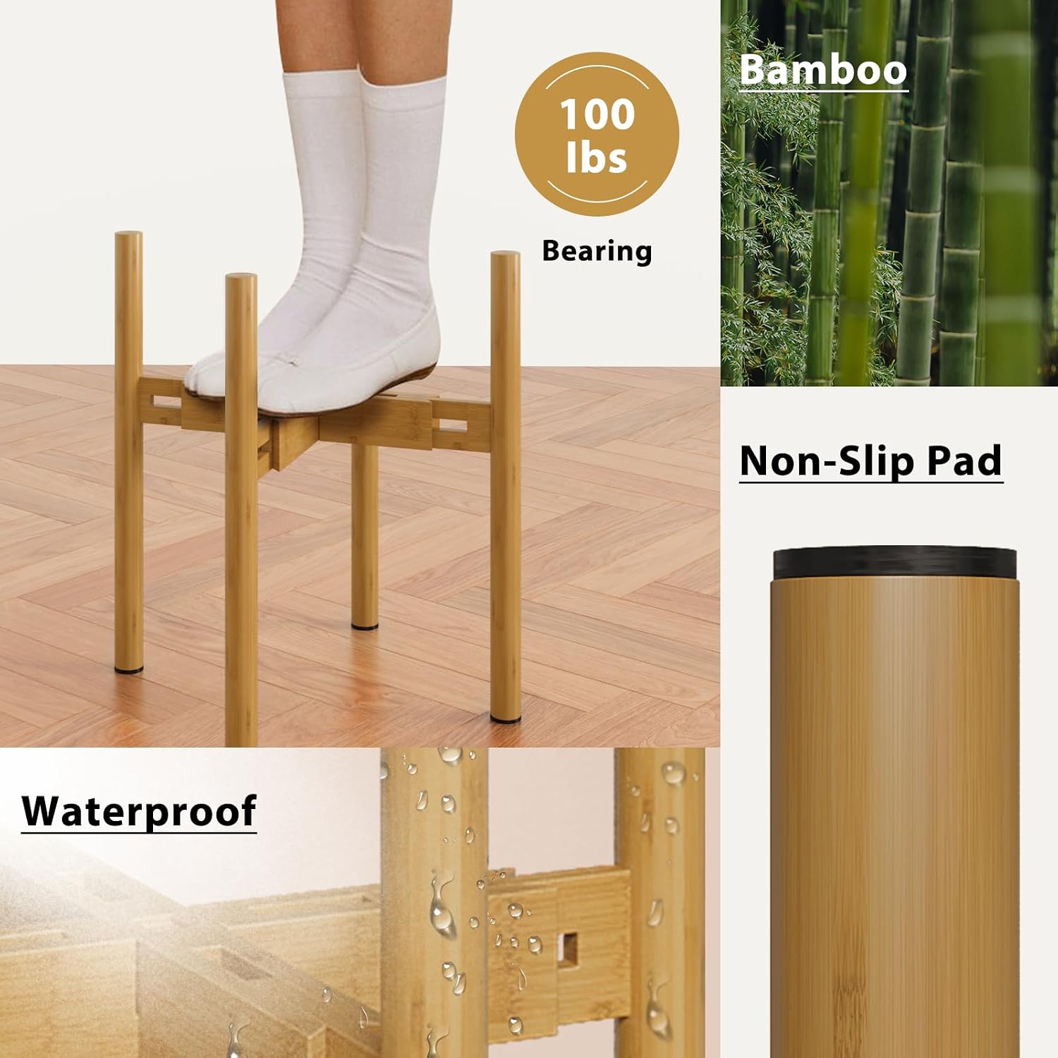 Thumbnail 6 de Bamworld Adjustable Plant Stand Indoor (Natural) – bamboo holder for 8 to 12 inch pots