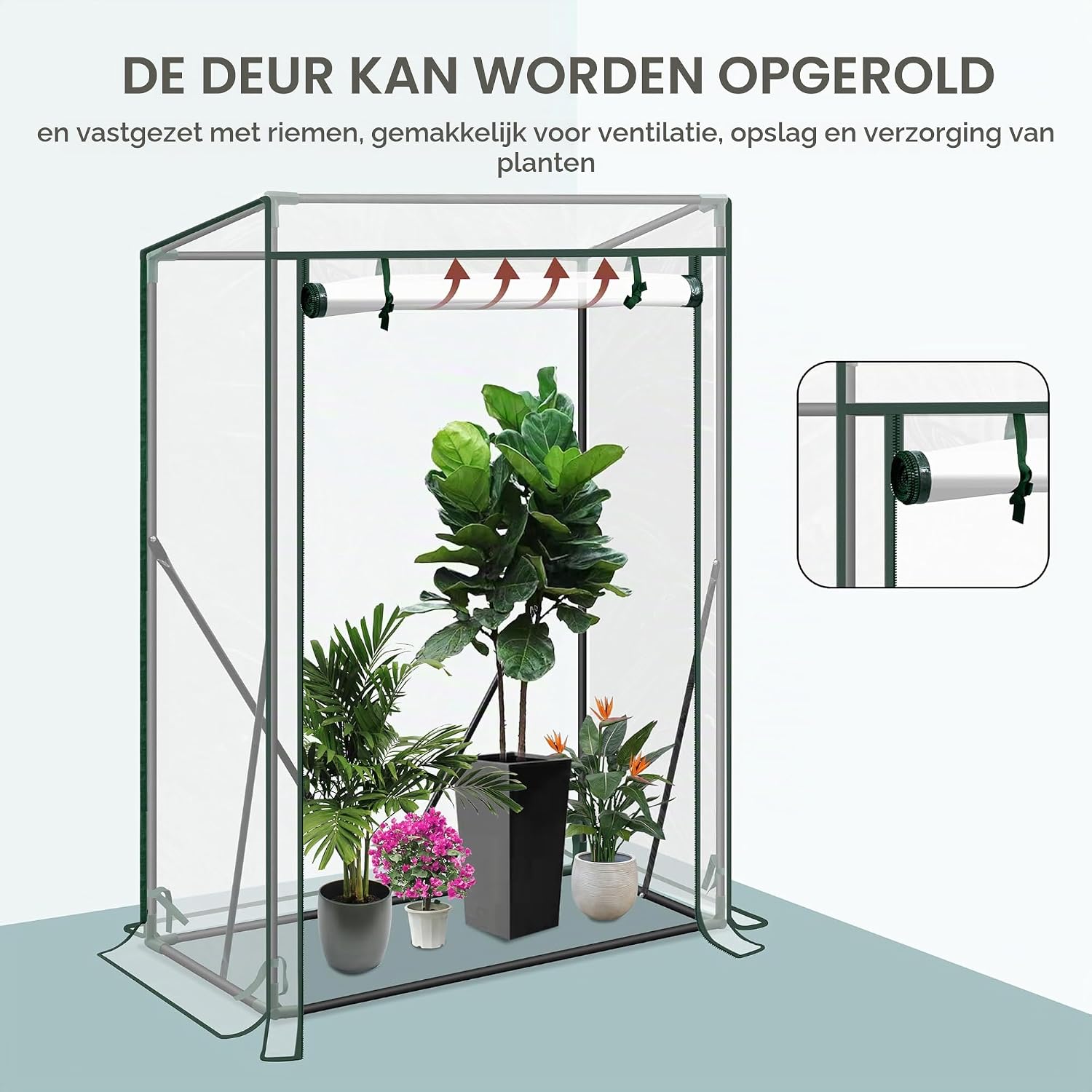 Detalle 2 de WOLTU foliekas 100 x 50 x 136 cm, transparant met oproldeur