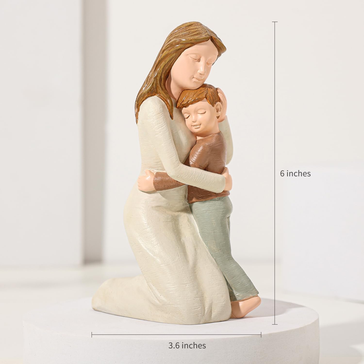 Detalle de Hensonever Mother and Son Figurines – Hand-Painted Resin Keepsake