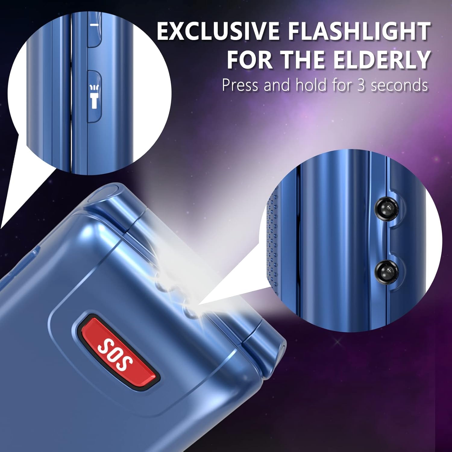 Thumbnail 6 de CHAKEYAKE Senior Mobile Phone: GSM-Unlocked Flip Phone with SOS, Big Buttons and Dual Display