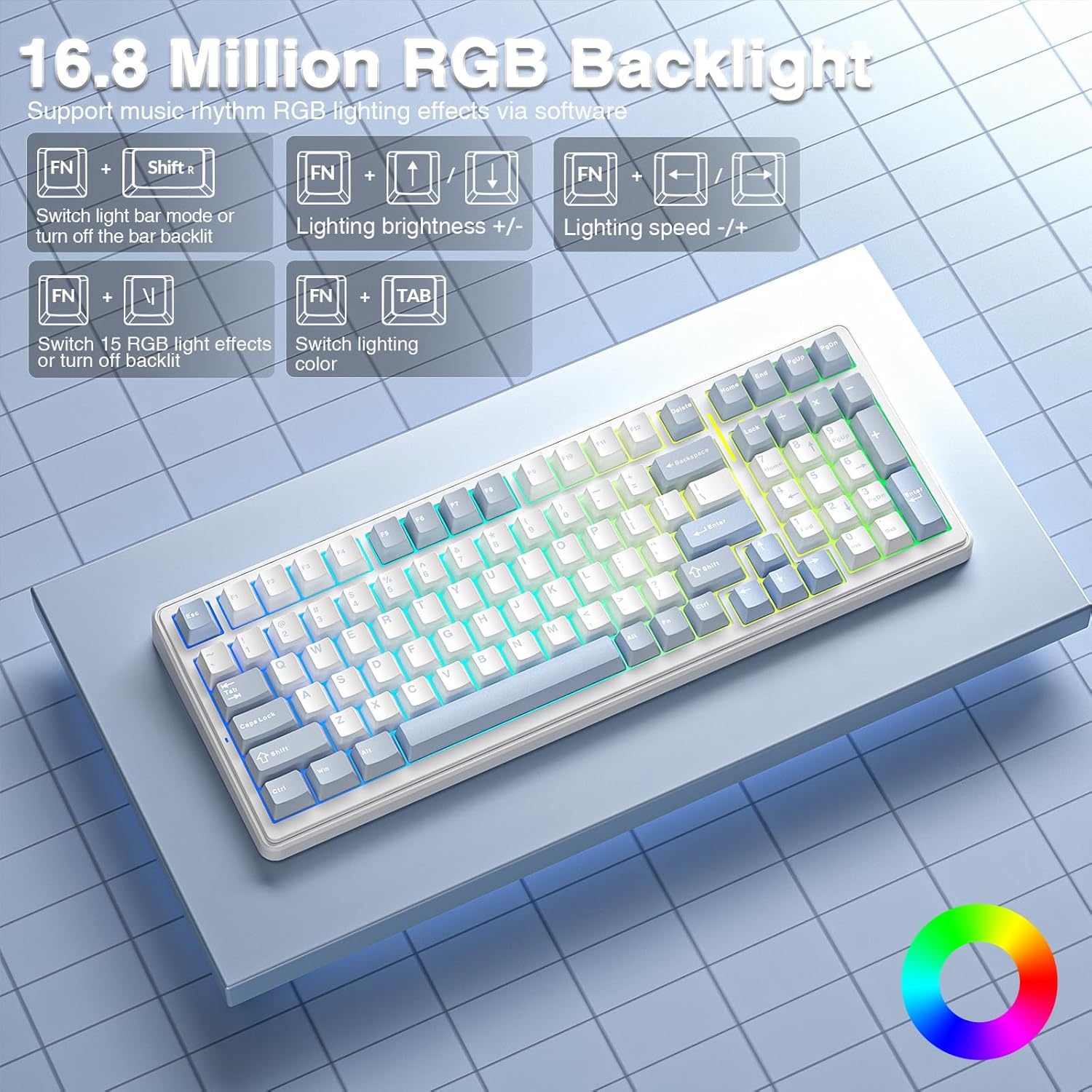 Thumbnail 6 de AULA F99 Mechanical Gaming Keyboard - Silent Version: Multi-Device, Hot-Swap, 8,000mAh Battery