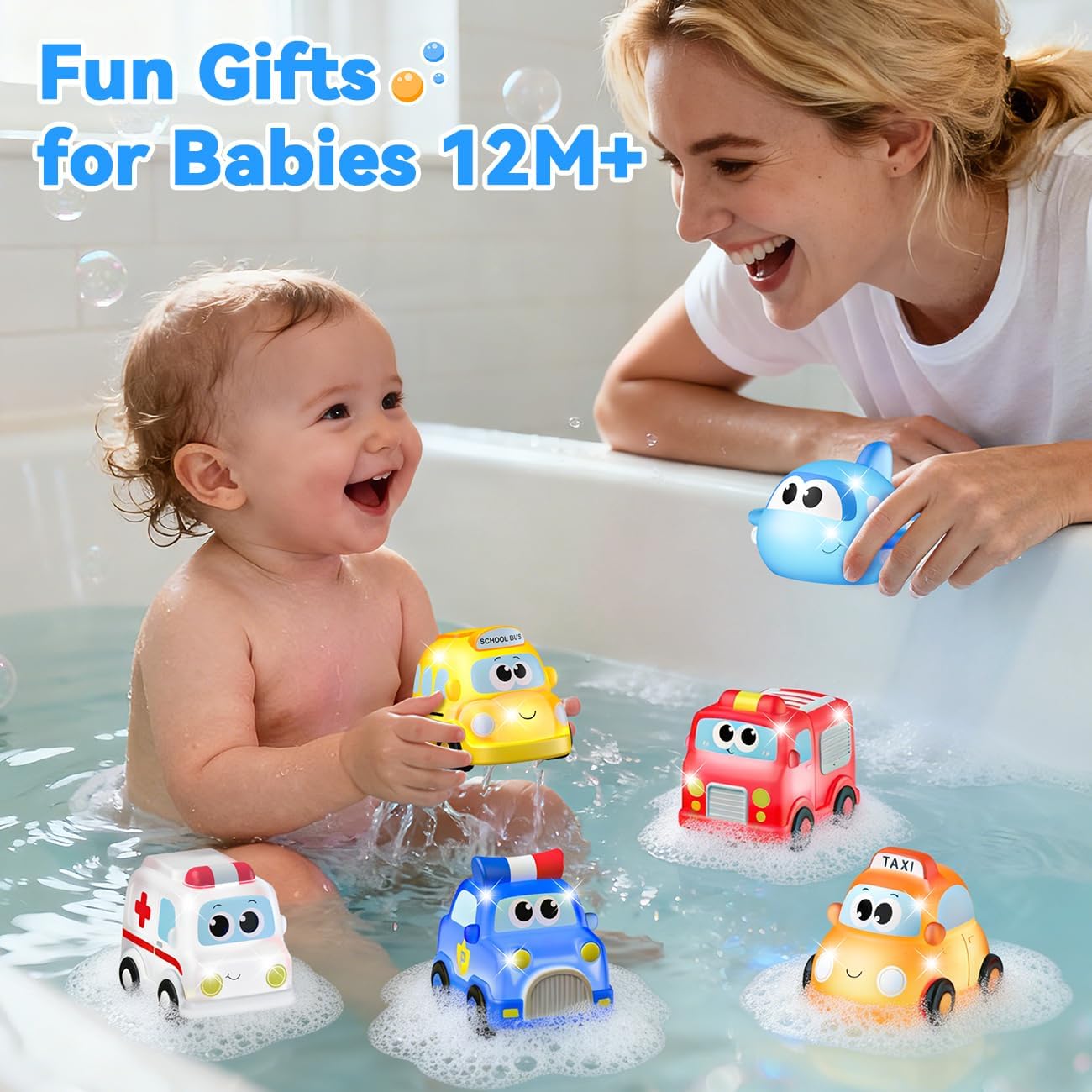 Thumbnail 6 de Car Light Up Bath Toys for 1–2 Year Old Boys – 6 Pack