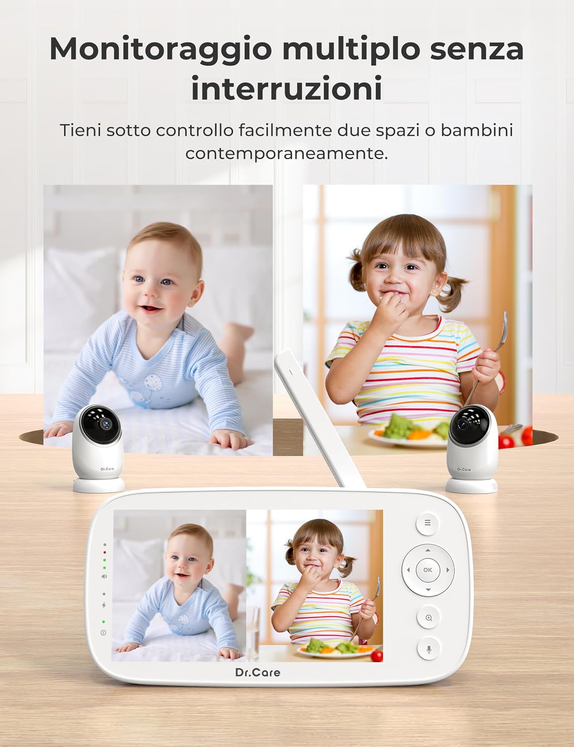 Thumbnail 2 de Dr.Care Baby Monitor – Senza WiFi a Bassa Radiazione, Schermo 5" HD 1080P e Visione Notturna