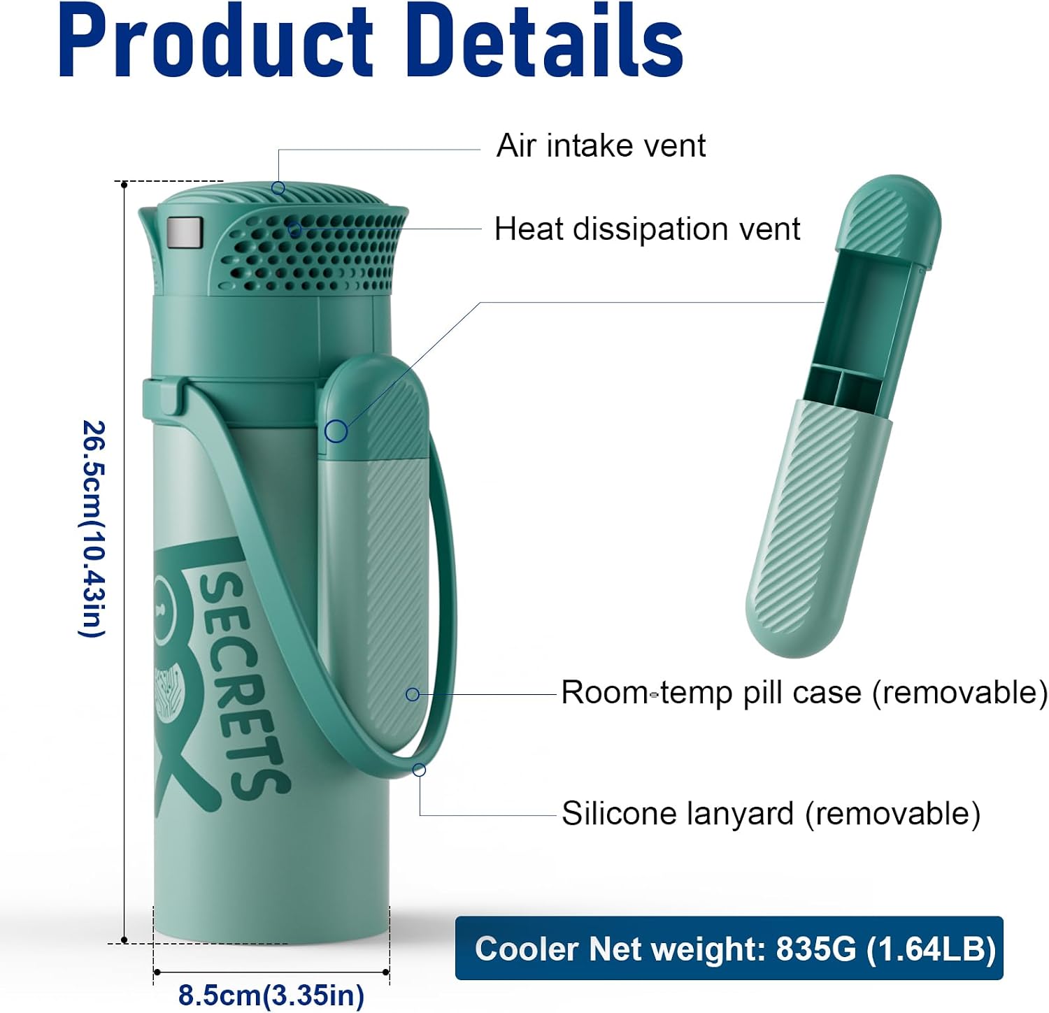 Thumbnail 5 de Insulin Kühlbox Elektrisch mit Großem Kapazität – 8–9 Pens, 2–8 °C, USB-Betrieb, TSA genehmigt