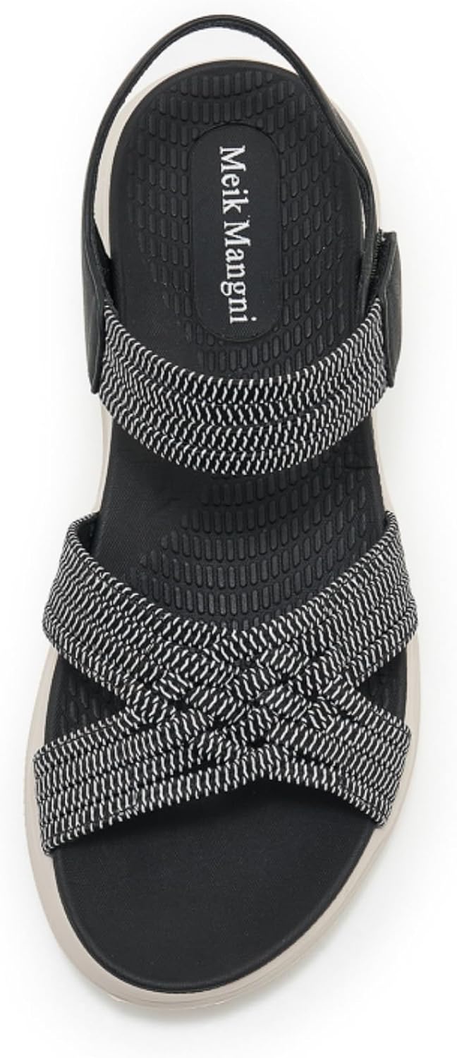 Detalle de SMajong Women's Flat Sandals with Arch Support and Elastic Strap