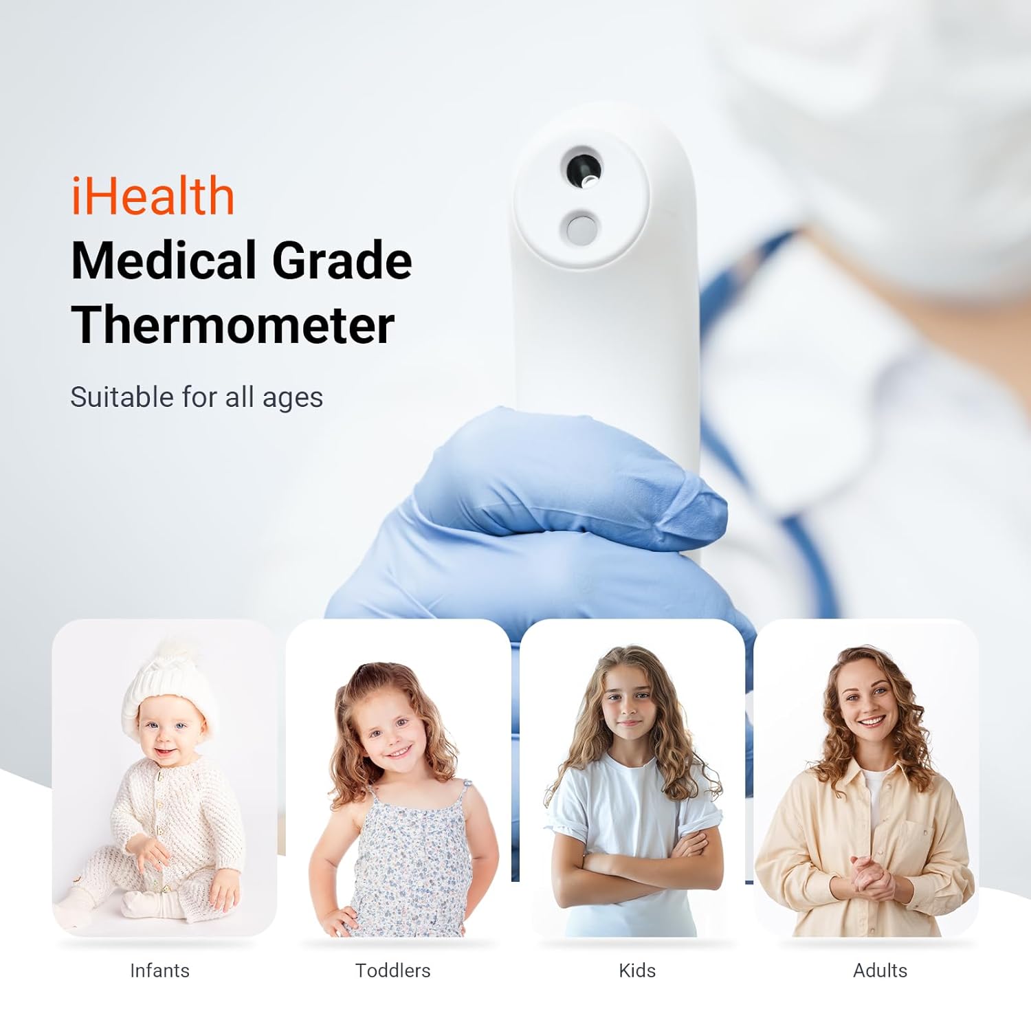 Detalle de iHealth PT3 No-Touch Forehead Thermometer — Fast, Hygienic Temperature Readings for All Ages