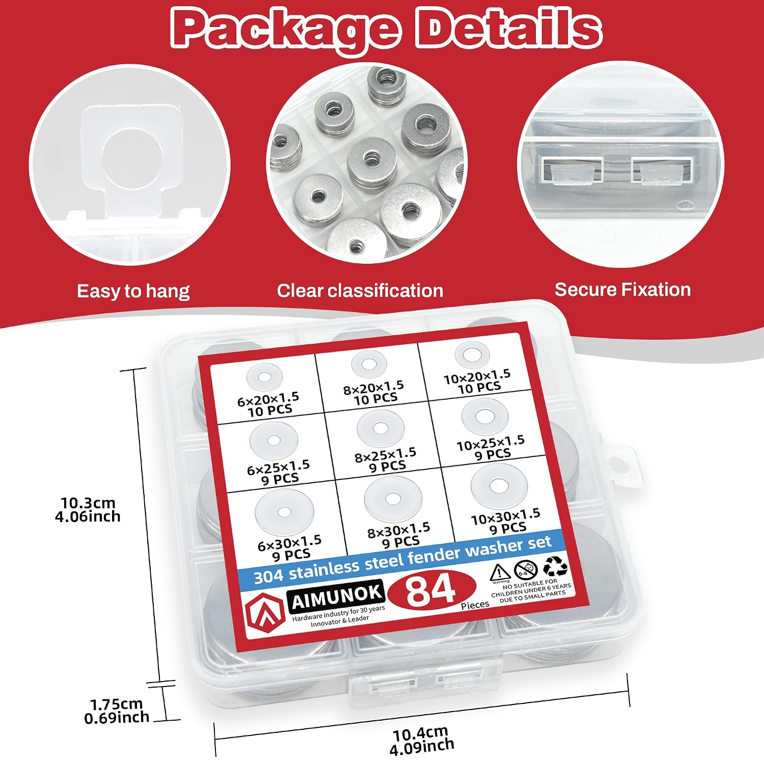 Thumbnail 4 de Stainless Steel Fender Washers, 84-Piece Assortment