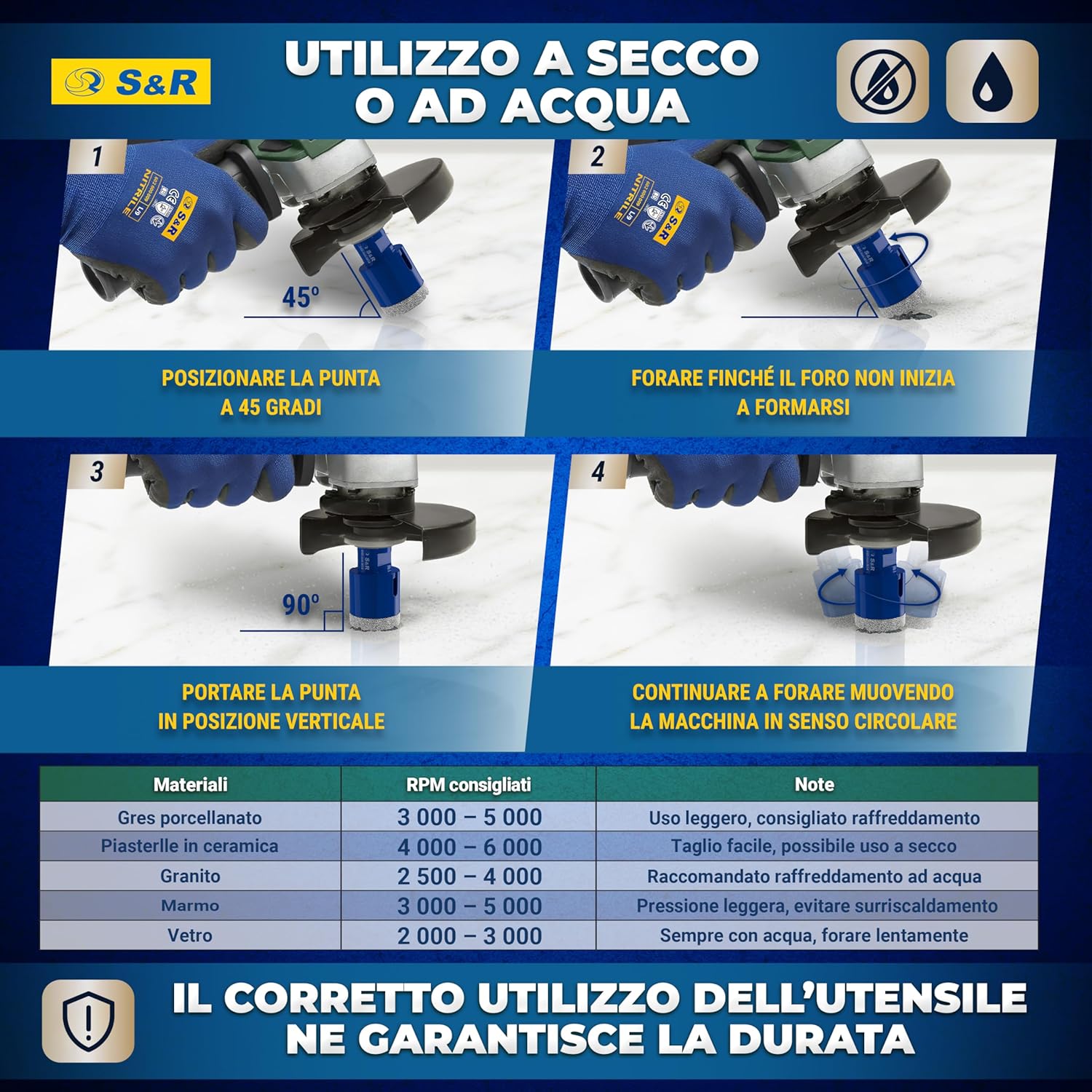 Thumbnail 6 de S&R Sega a tazza diamantata 45 mm per piastrelle đź›