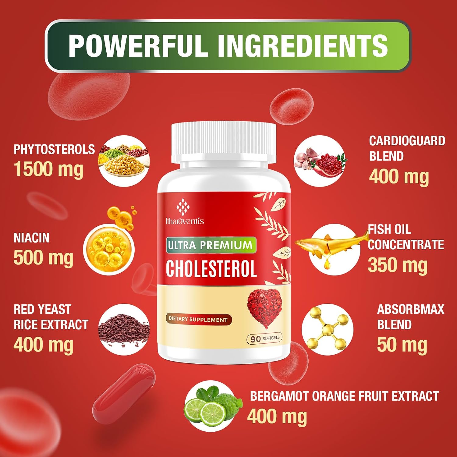 Detalle de Itharoventis Cholesterol Supplement, 90 Softgels