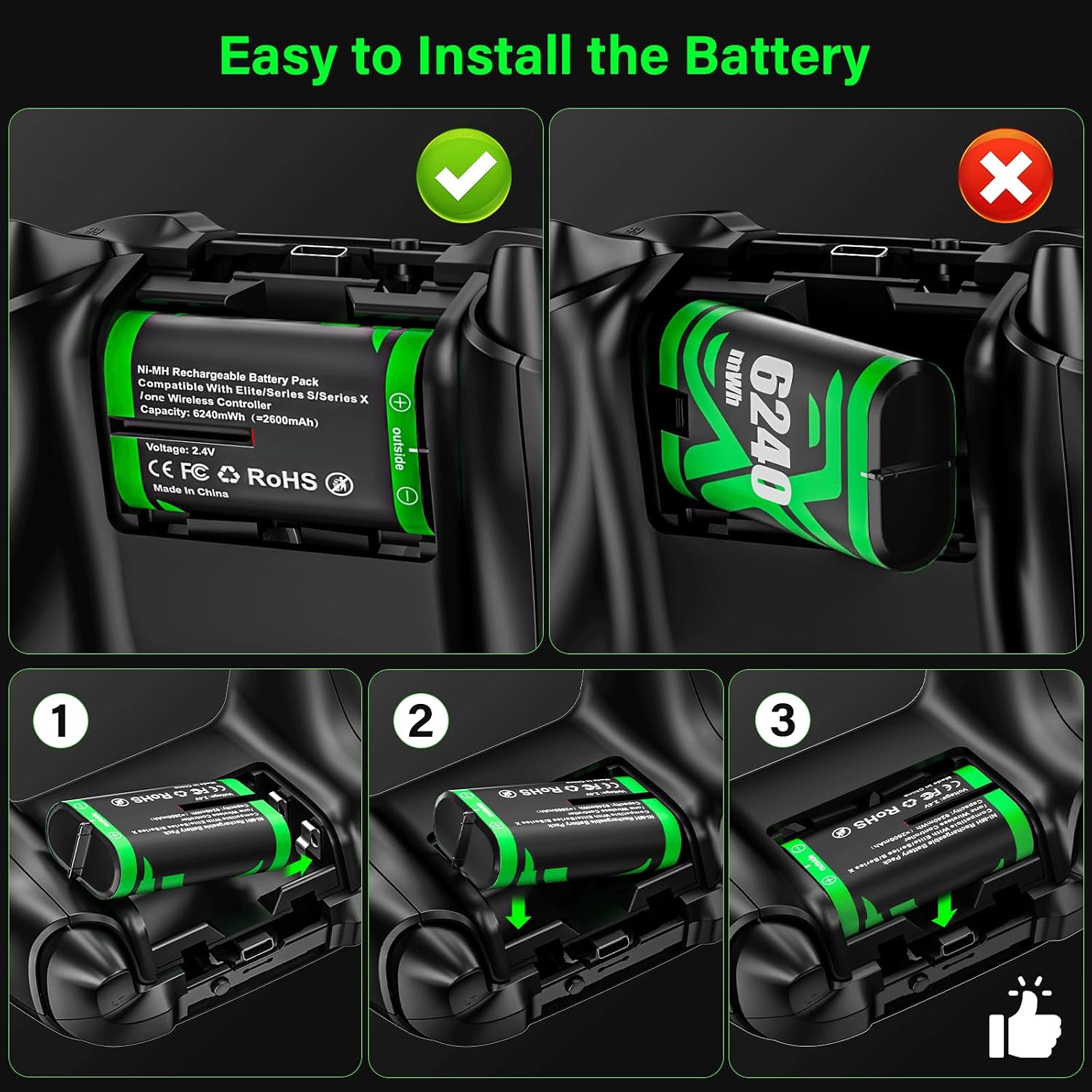 Thumbnail 6 de ZRZLMVP Xbox Controller Battery Pack 4x6240mWh