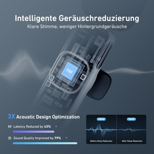 Detalle de YRF Kabelloses Lavalier-Mikrofon für iPhone & Android – Schwarz