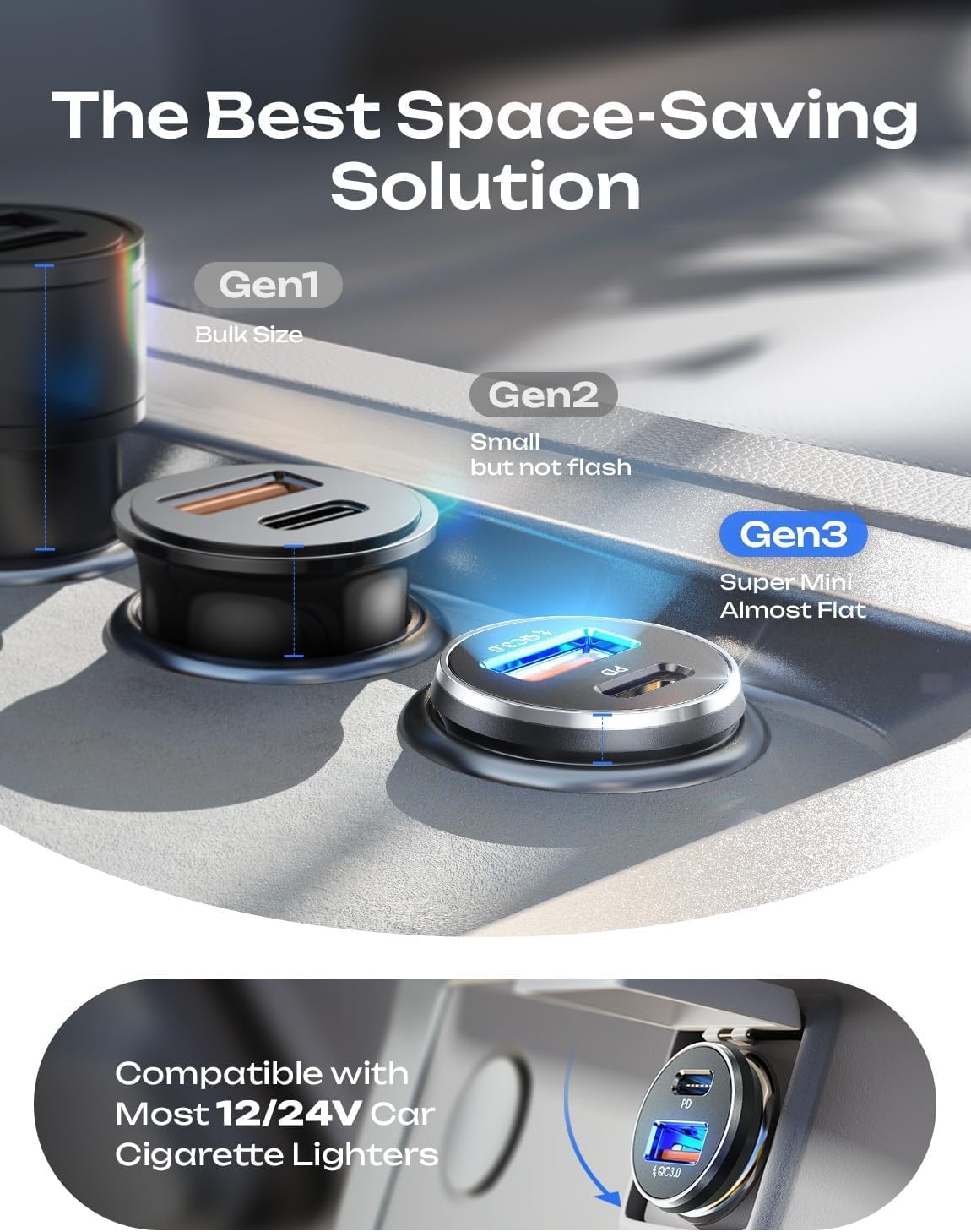 Detalle 2 de LISEN Car Charger 54W USB‑C PD for iPhone 17