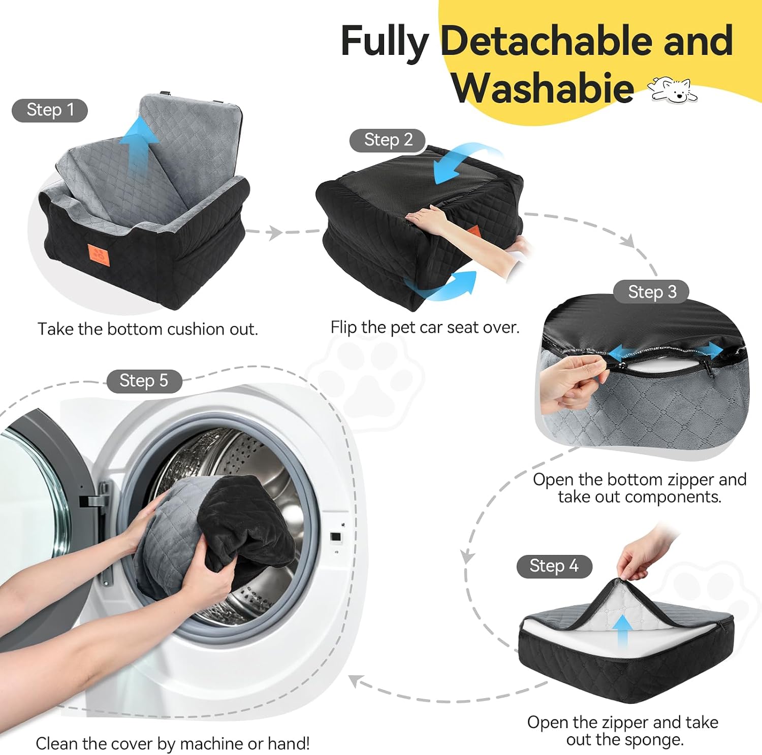 Detalle de GL GLENSLAVE Dog Car Seats for Small/Medium Dogs – Elevated Memory Foam Booster Seat