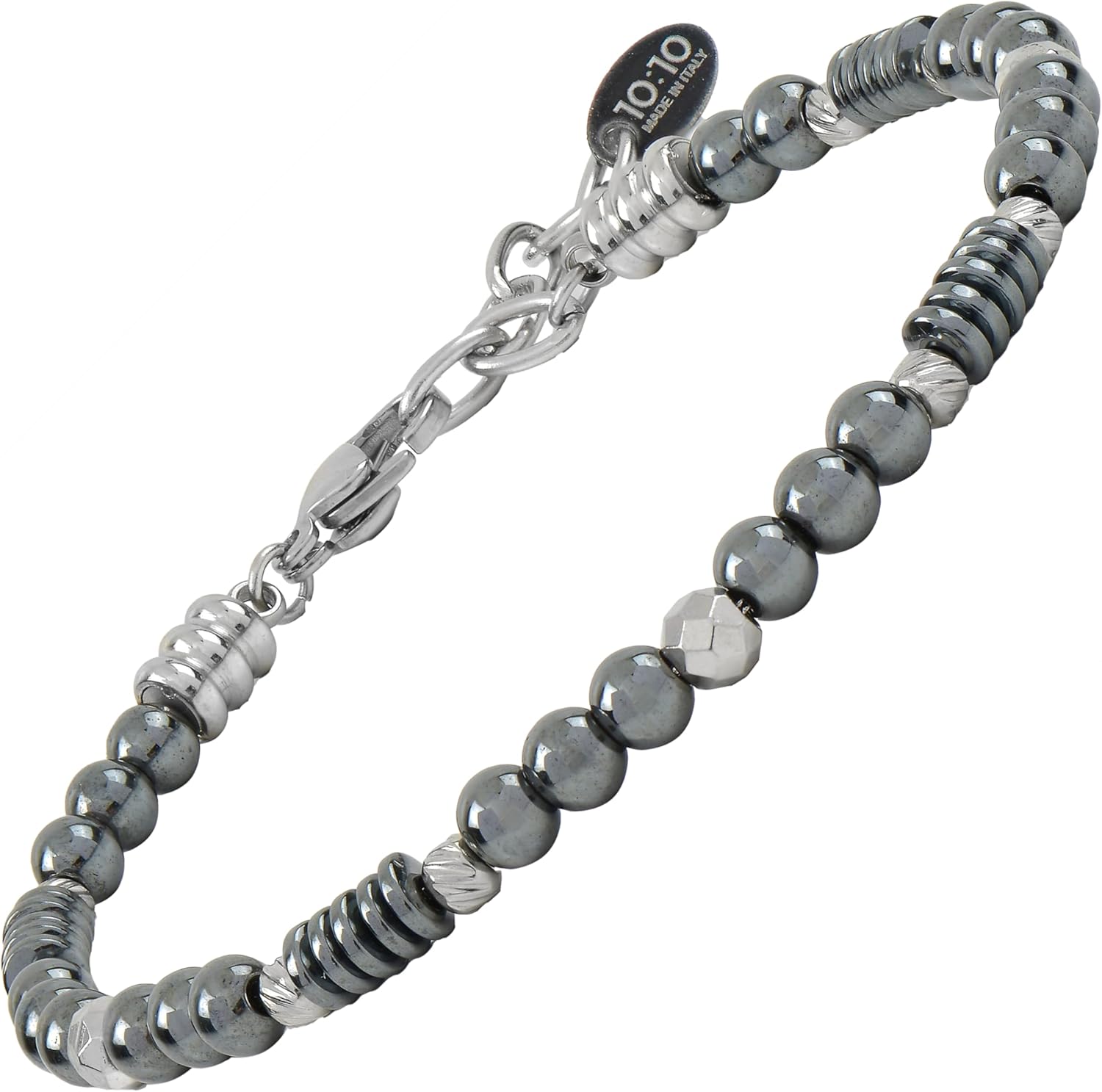 Thumbnail 6 de 10:10 Bracciale Uomo Pietre Naturali 4 mm in Acciaio Inox – Made in Italy