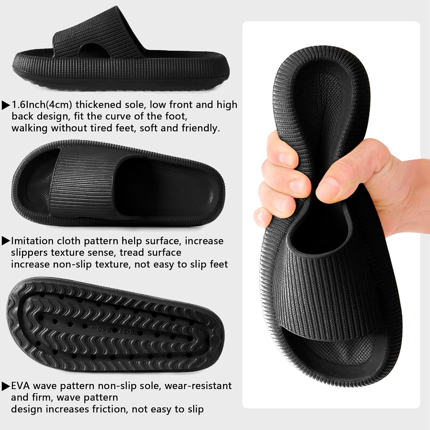 Detalle de HEOAARG Chaussons antidérapants pour homme & femme « nuage » à séchage rapide