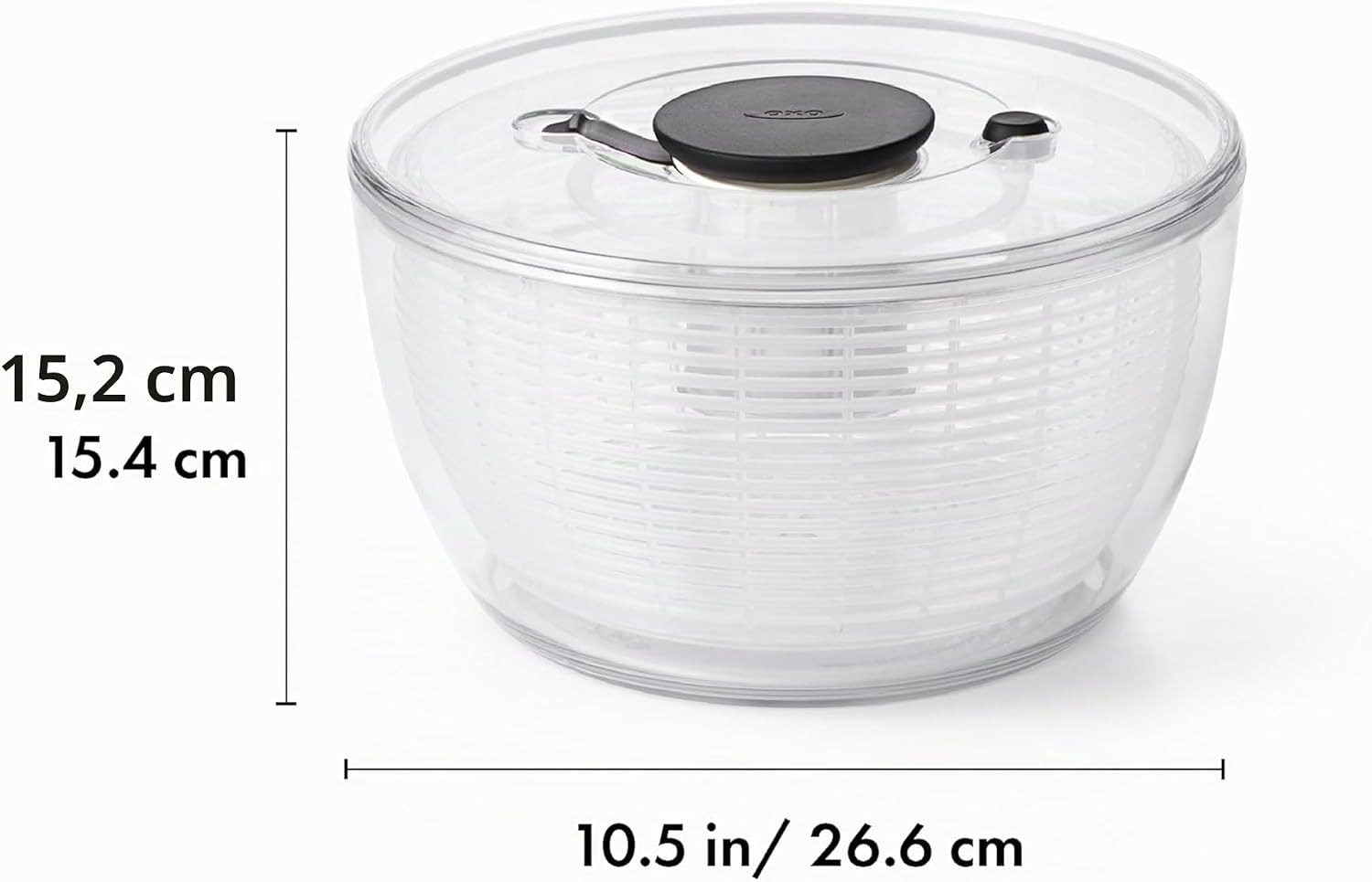 Detalle de OXO Good Grips Salatschleuder mit Sieb und Deckel – zum Waschen und Trocknen von Salat