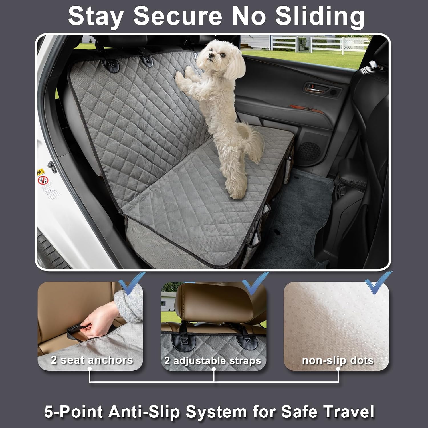 Detalle 2 de YOVEEKLE Dog Car Seat Cover, Oxford Fabric