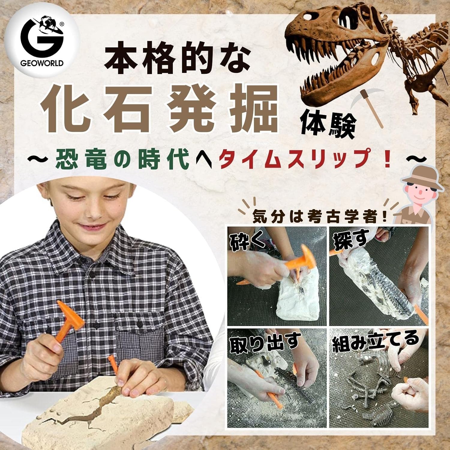 Thumbnail 1 de GEOWORLD CL1684KJ モササウルス恐竜発掘キット｜日本語パッケージ・骨格組み立て・約36cm