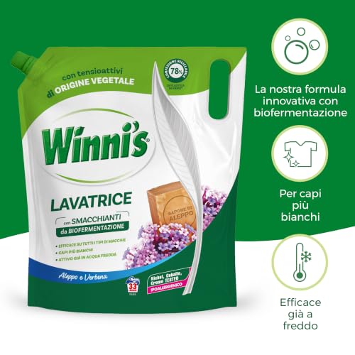 Detalle de Winni's Detersivo Lavatrice Aleppo e Verbena, 132 Lavaggi, 1485 ml x 4