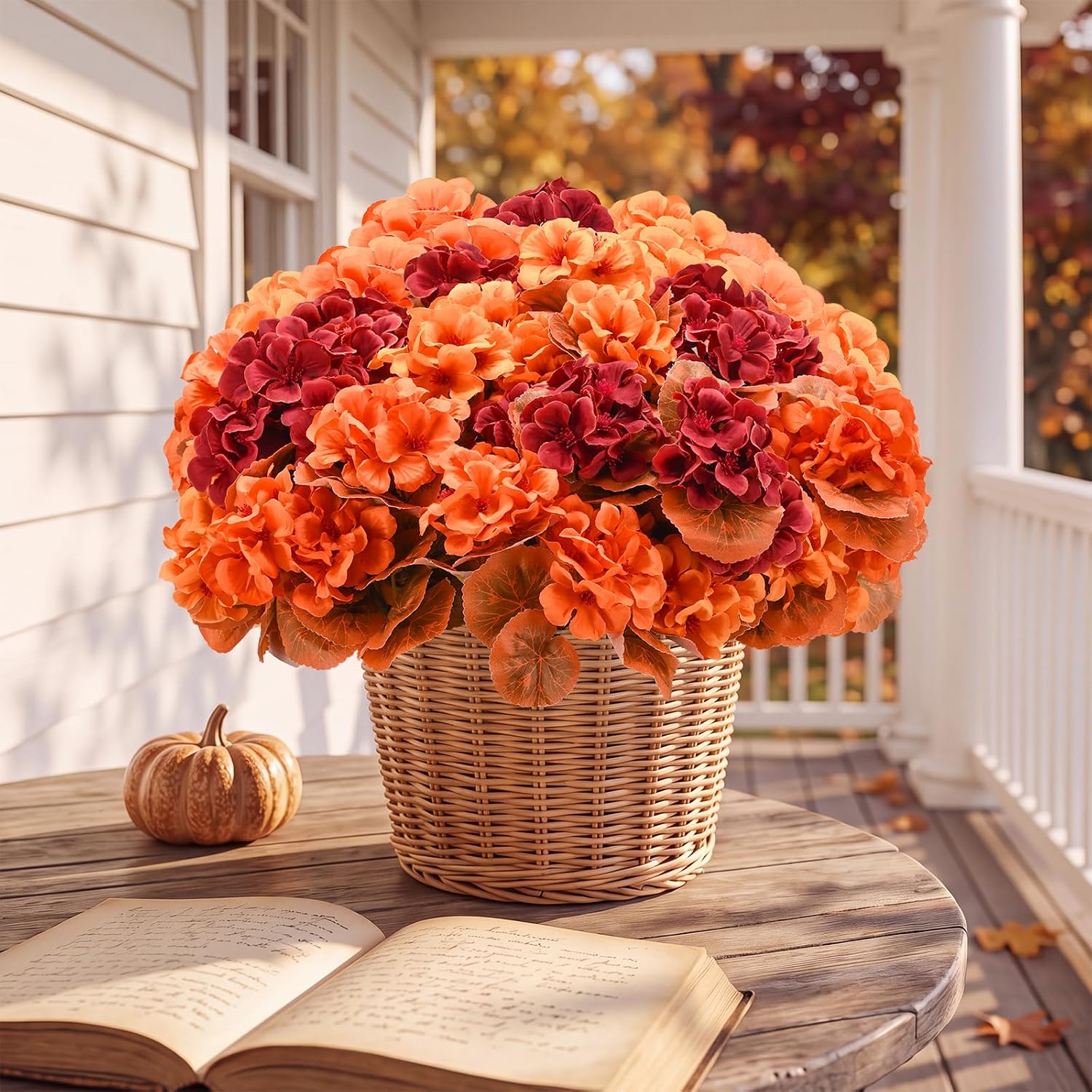 Detalle de PABREY Artificial Fall Flowers 12-Piece Set