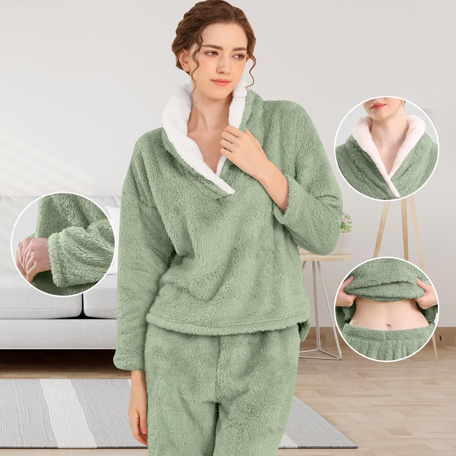 Thumbnail 3 de BOSECETA Fluffy Pajamas Set for Women