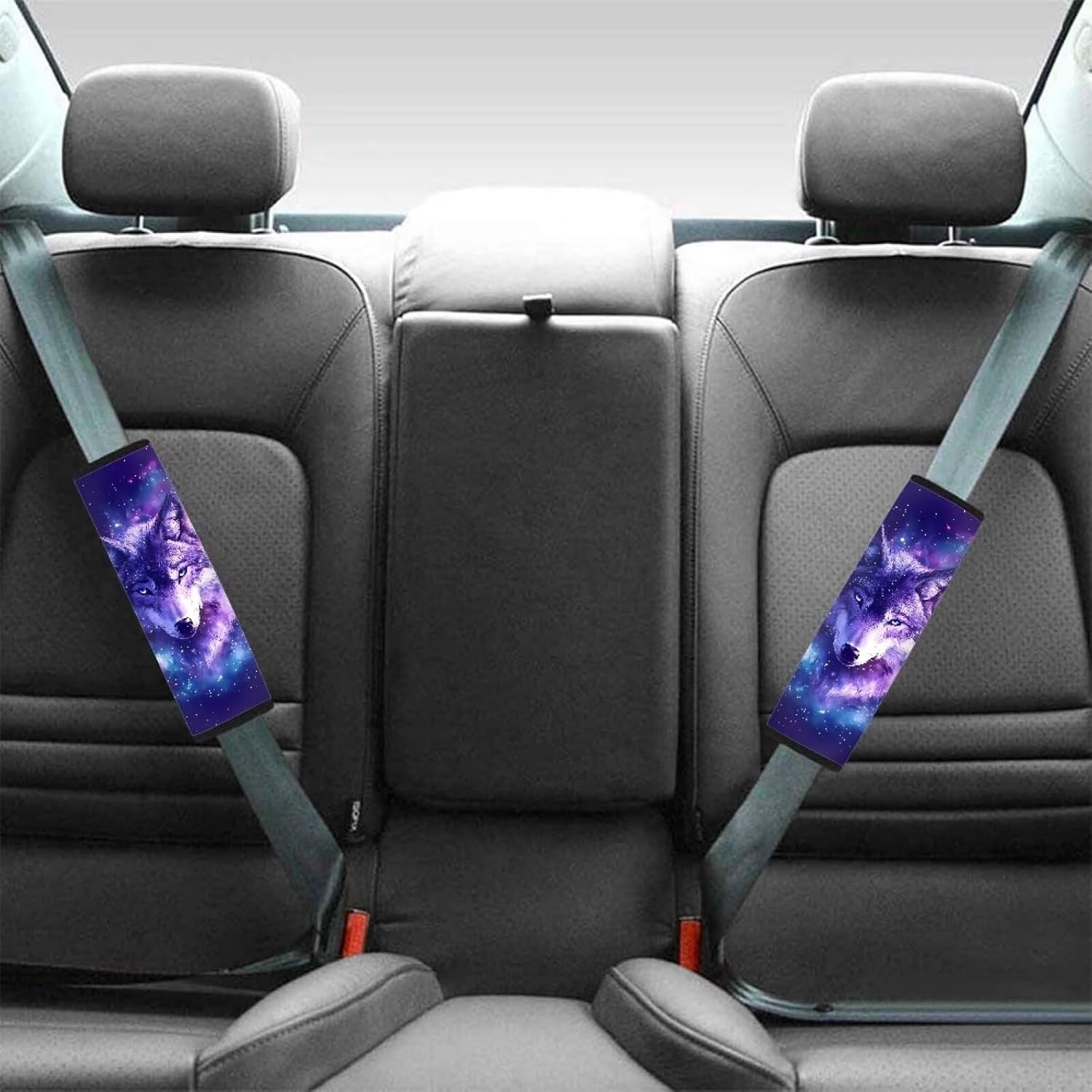 Thumbnail 1 de Wanyint Wolf Galaxy Violet car seat belt pads (2-pack) – soft breathable strap shoulder cushions