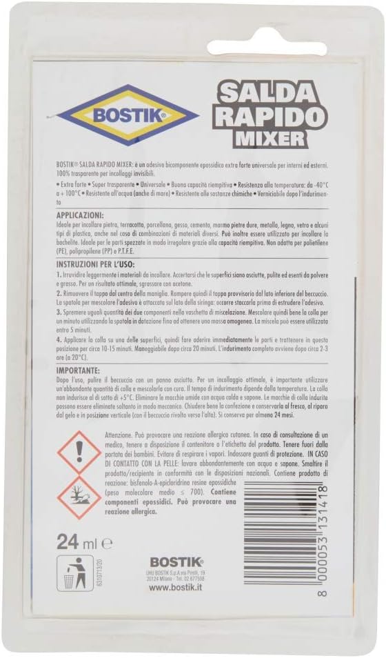 Thumbnail 1 de Bostik 10929 Salda Rapido Mixer, Trasparente, 24 ml — Colla epossidica per piastrelle, facile e Made in Italy