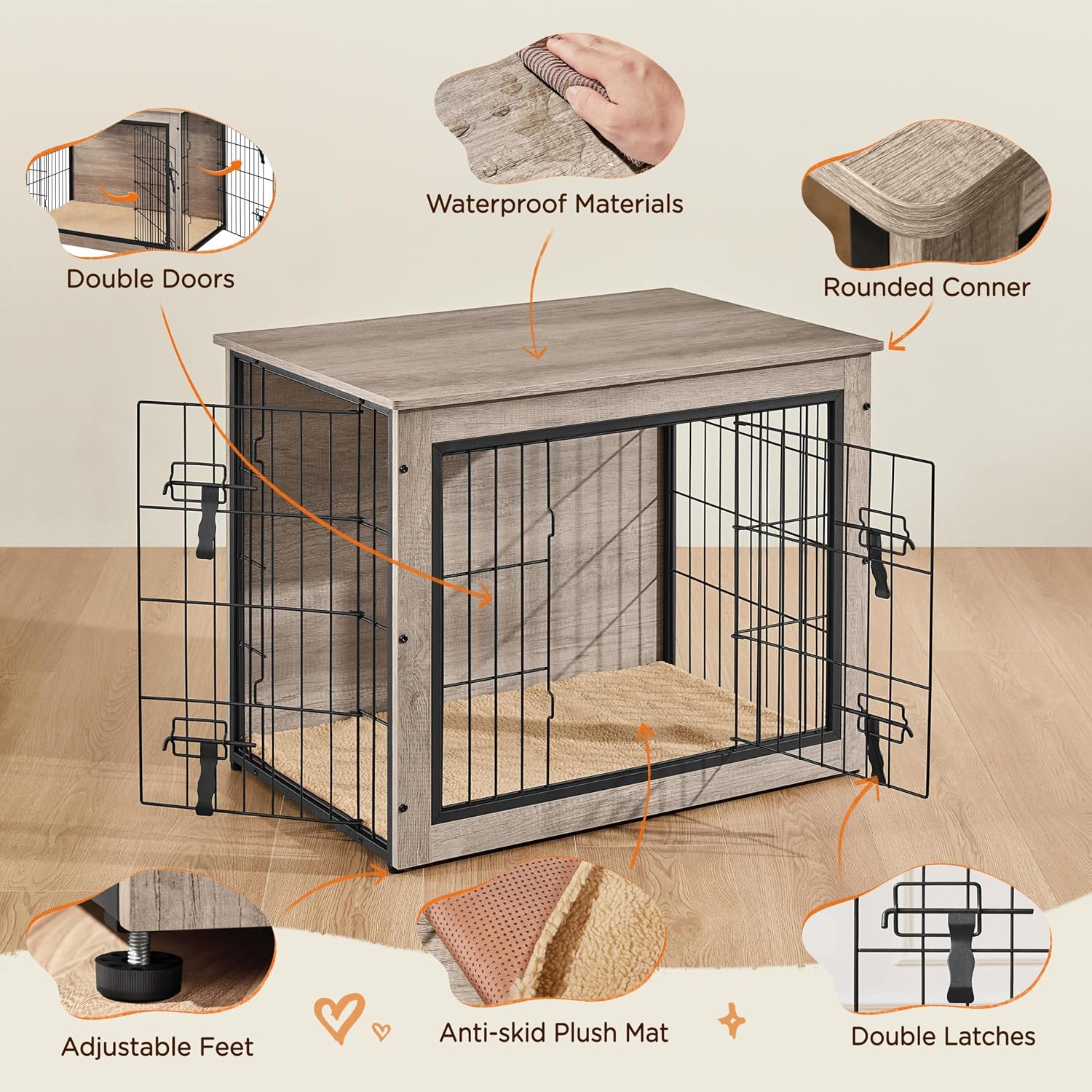 Detalle 2 de Yaheetech Indoor Dog Crate End Table 80.5×55.5×63.5 cm
