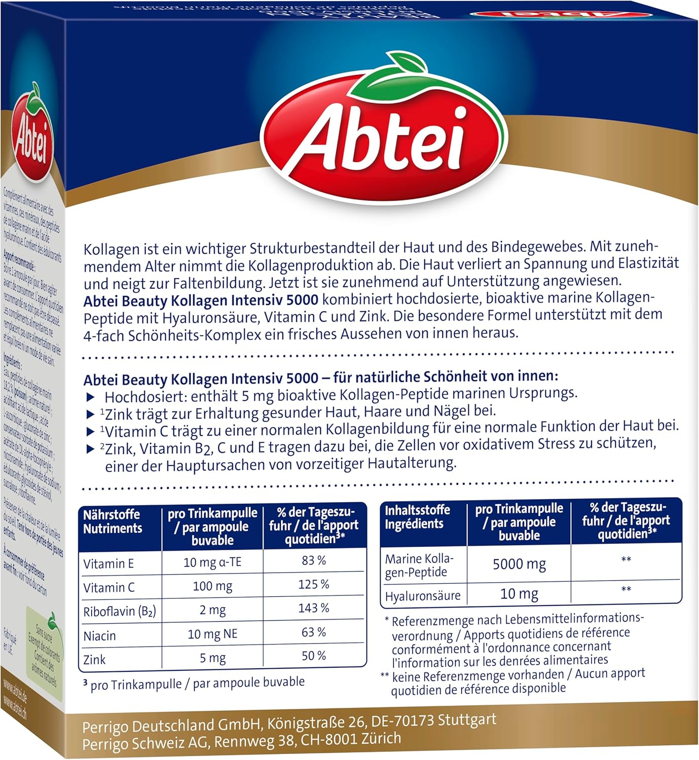 Thumbnail 3 de Abtei Beauty Kollagen Intensiv 5000 – Trinkampullen mit 5.000 mg Kollagen-Peptiden, Hyaluronsäure, Zink & Vitamin C