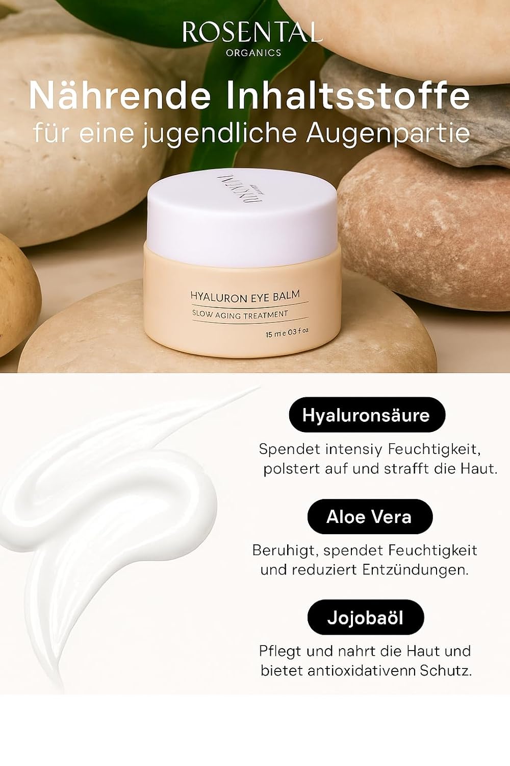 Thumbnail 1 de Rosental Organics Hyaluron Eye Balm (15 ml) – Anti-Aging Augencreme mit Aloe Vera & Jojobaöl
