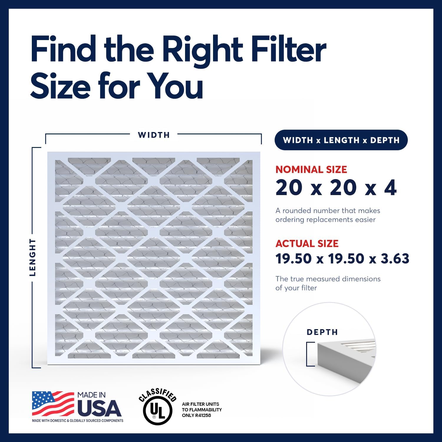Detalle 2 de BNX MERV 13 Electrostatic Pleated Air Filter 20x20x4