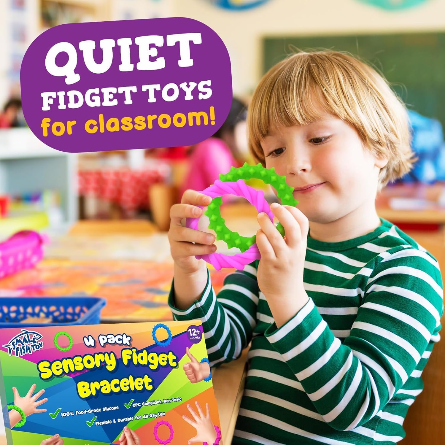 Thumbnail 5 de Sensory Fidget Toys Kids Toddlers 4-Pack Chew Sensory Bracelets (Age 3+)