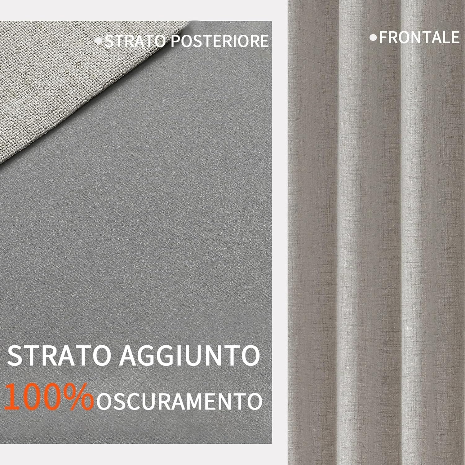 Thumbnail 2 de Joydeco tende oscuranti 100% in lino sintetico con occhielli (2 pannelli) bianco, dimensione 2xL140xA175