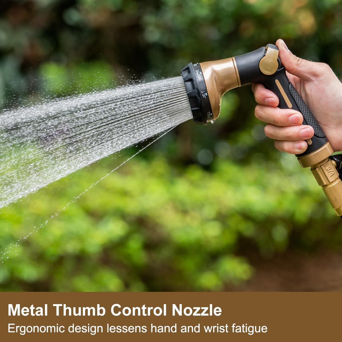 Thumbnail 1 de FANHAO Heavy Duty 100% Metal Hose Pipe Spray Gun with 8 Spray Patterns (Khaki)