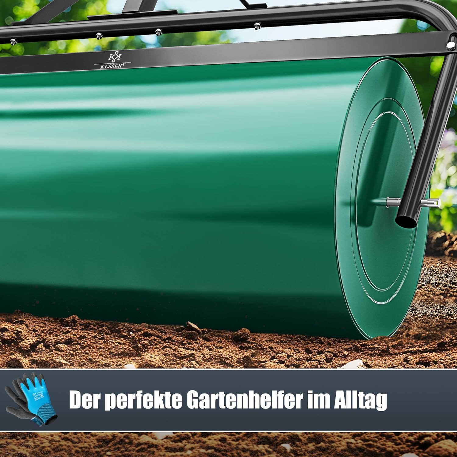 Thumbnail 6 de KESSER® Rasenwalze Metall, befüllbar mit Wasser oder Sand (63 Liter) – 99 cm Arbeitsbreite