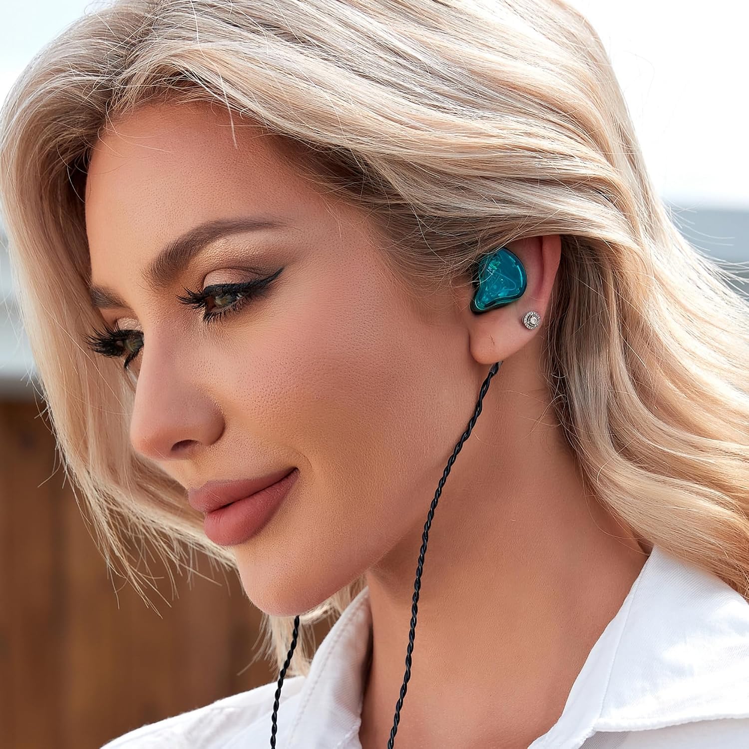 Detalle 2 de CCZ Melody In-Ear-Monitore – kabelgebundene Hybrids mit 1DD 1BA, Low-Weight IEM mit Ohrflossen