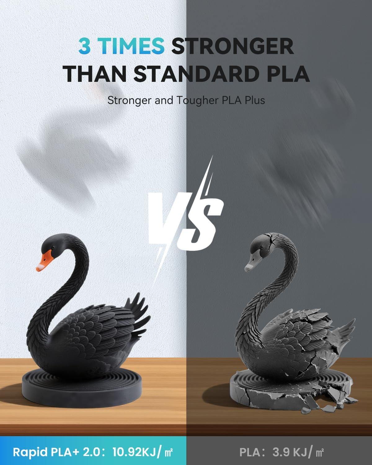 Detalle de SUNLU Upgraded PLA+2.0 1.75mm Filament – 1kg Black, High Speed and Toughness