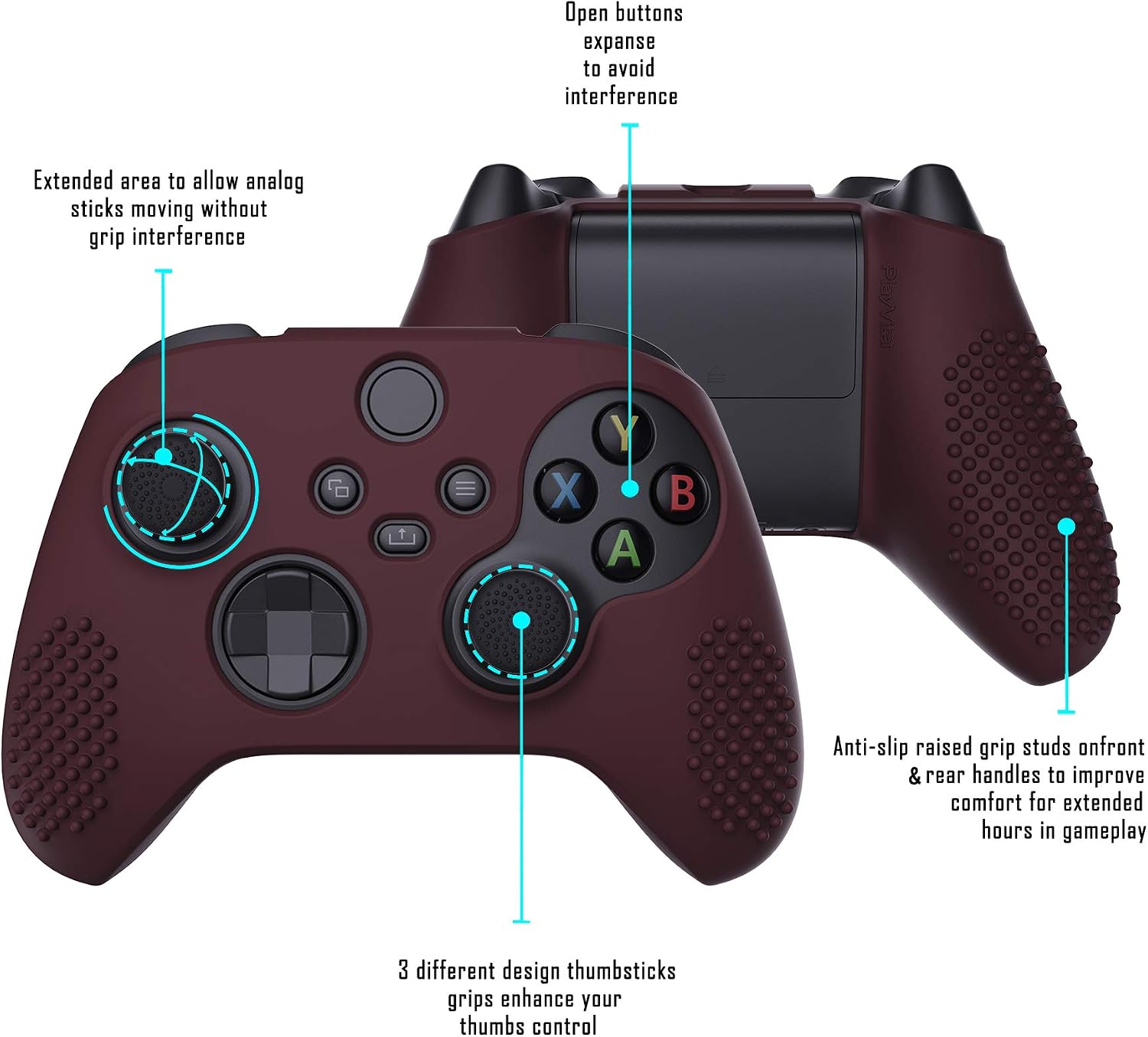 Detalle de eXtremeRate PlayVital Wine Red silicone cover