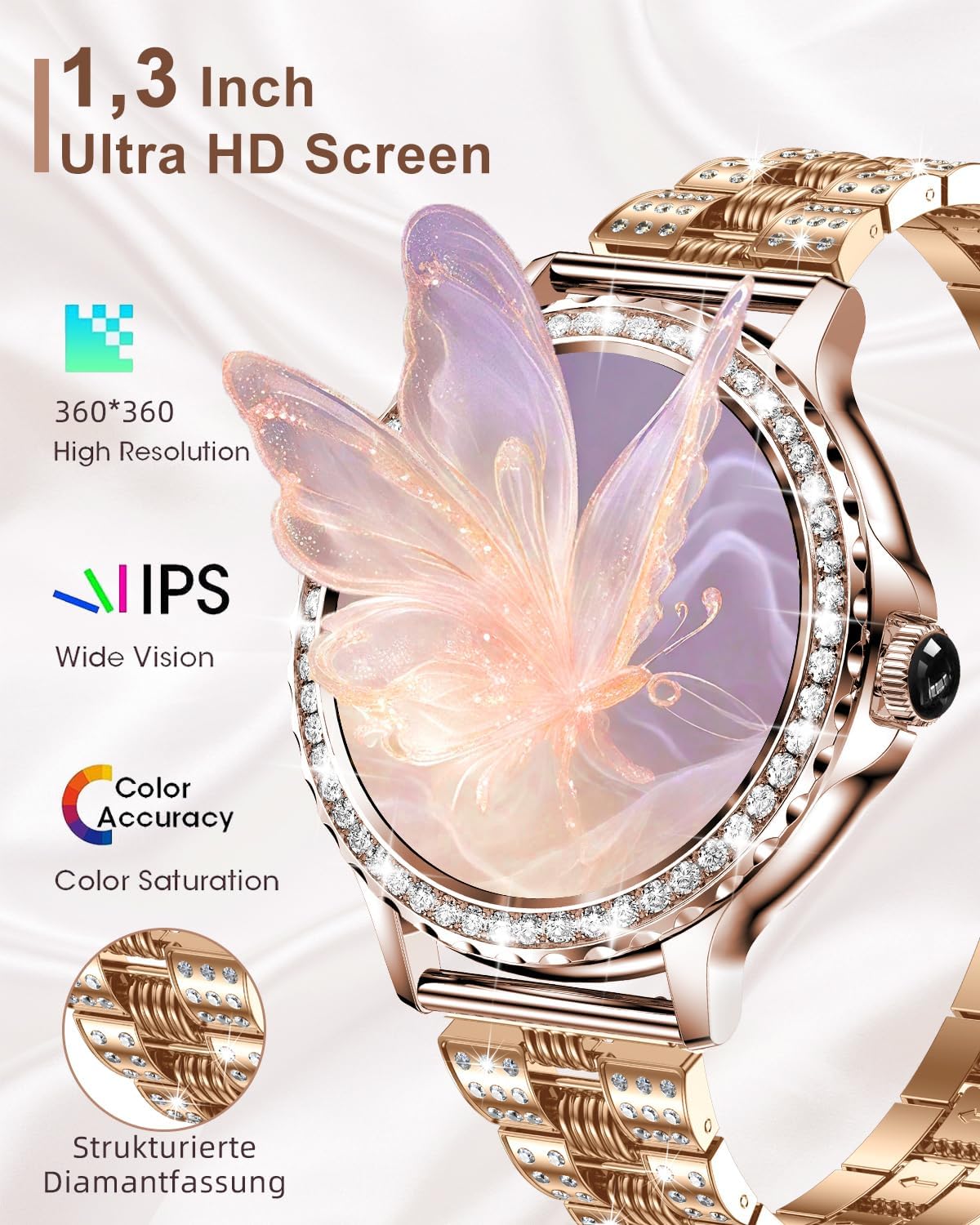 Thumbnail 1 de Women’s Bluetooth smartwatch, 1.3 inch HD